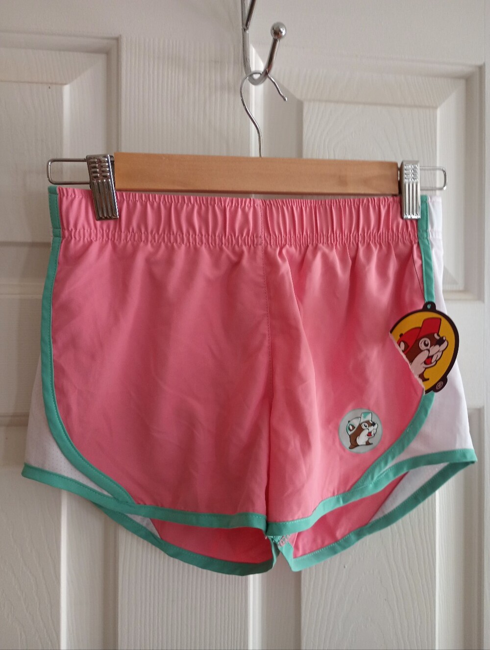 Buc-ee's Girls Watermelon Pink Track Shorts Size Large